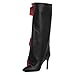 onlymaker Women's Knee-High Fashion Boots Pointed-Toe Stiletto Heel Red Mini Bag Embellished Black Size 9