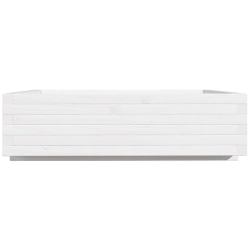 Jardinière en bois blanc spacieuse et robuste en pin massif 90cm