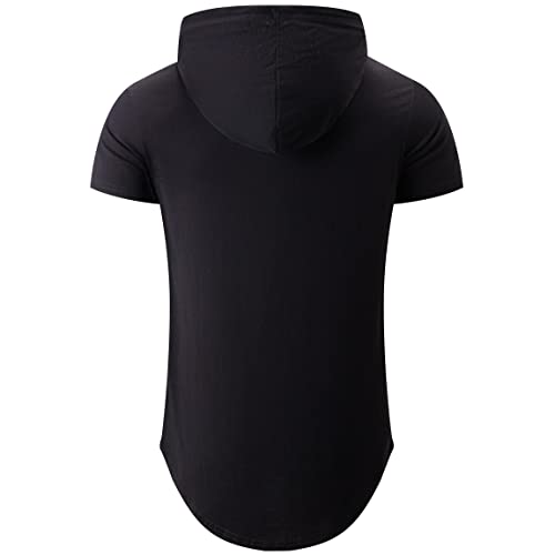 KLIEGOU Men's Breathable Hooded T-Shirt - Soft Streetwear Pre-Shrunk - 190GSM 100% Cotton Pullover Hip Hop Style