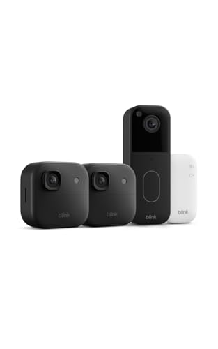 Blink Outdoor 2K+ and Video Doorbell – Two-year battery life, smart detection, Sync Module Core included – 2 Cameras + Video Doorbell (Black)