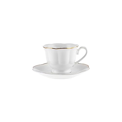 Materiale: porcellana Karaca Çan Porcellana - Set di 6 tazzine da caffè turco in porcellana, 12 pezzi, 90 ml, tazza e piattino, tazzine da espresso, piccole tazzine da caffè, colore: oro bianco