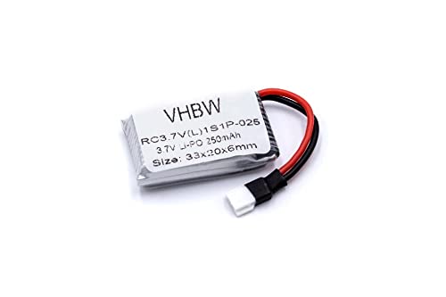 vhbw Batería Compatible con Hubsan H107D, X4 H107 modelismo (250mAh, 3,7V, Li Poli, Mini JST Plug)