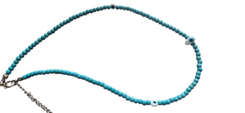 MITH SB TAKI, Paslanmaz Çelik, Nazar Boncuklu Charm Kolye, Unisex, Mavi, 40+5cm Zincir Uzunluğu, El Yapımı