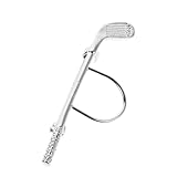 Tofficu Elegante Golfschläger Brosche aus Kupfer mit Funkelnden Zirkonia Steinen Modischer Anstecker für Formelle Kleidung und Anzug Kombination in Silber