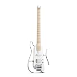 Donner HUSH-X エレキギター ヘッドレス トラベルギター ポータブル エレキギター ミニエレキギター マホガニーボディ 旅行/出張/練習に最適 ホワイト