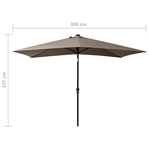 Parasol rectangulaire CLSDRZC de couleur taupe doté d'un mât robuste à LED - 5