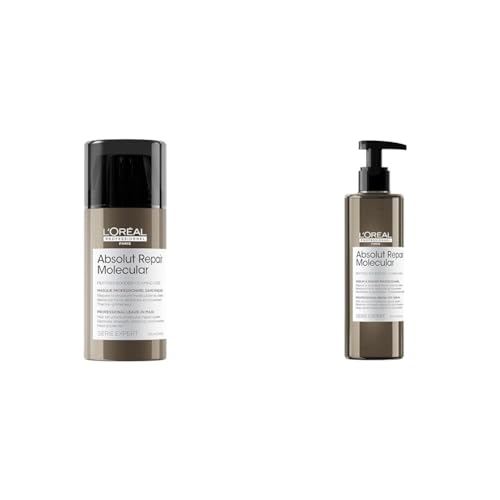 L'Oréal Professionnel, Rutina Con Sérum Instantáneo 250 ml y Mascarilla Reparadadora Sin Aclarado 100 ml, Repara Daños y Fortalece, Para Cabello Seco, Fórmula Patentada, Absolut Repair Molecular