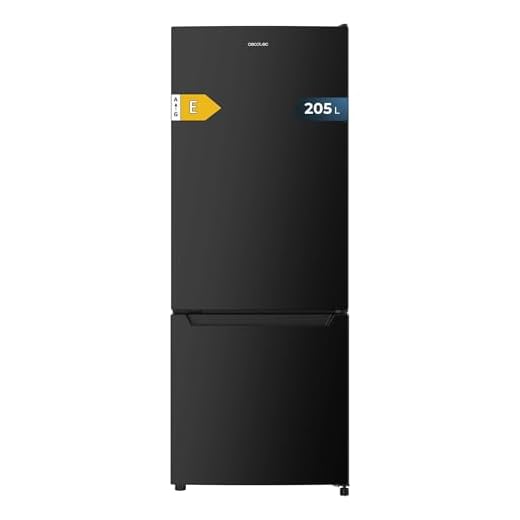Cecotec Frigorífico Combi Bolero CoolMarket Combi 205 DF Black E, Clase E, 205 L, DeFrost, Fast Cooling, Puerta Reversible, LED Interior,