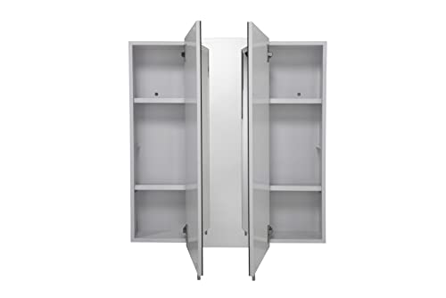 Croydex Acadia Tri-View, Surface Mount, Hang 'N' Lock Easy Installation Medicine Cabinet, 30W X 30H, White Steel #TOP5