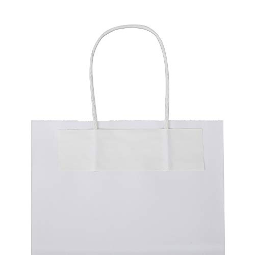 bagmad 50 Pack Sturdy Medium White Gift Paper Bags with Handles Bulk, Kraft Bags 8x4.75x10 Inch, Craft Grocery Shopping Retail Party Favors Wedding Business Sacks (White, 50pcs) by bagmad - Image 6