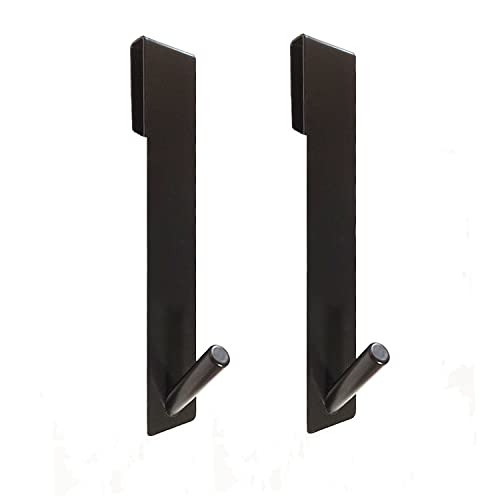 Nuscen 2 Stück Duschtürhaken, Handtuchhaken Bademantel,kein Bohren erforderlich,Türgarderobenhaken,Sichere, Edelstahl/ Badezimmer Aufhänger für tärken weniger 12mm (schwarz) Cover