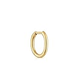 TOUS Pendiente Individual de Aro para Mujer con Baño de Oro 18 Kt sobre Plata de Primera Ley 13 mm, Colección Basics
