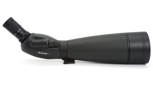 Celestron – TrailSeeker 100mm Angled Spotting Scope – Fully Multi-Coated XLT Optics – 22-67x Zoom Eyepiece – Waterproof & Fogproof – Rubber Armored
