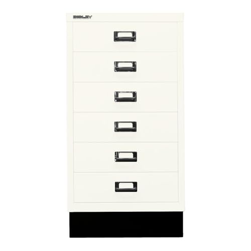 BISLEY MultiDrawer, 29er Serie mit Sockel, DIN A3, 6 Schubladen, Metall, 696 Verkehrsweiß, 43.2 x 34.9 x 67 cm