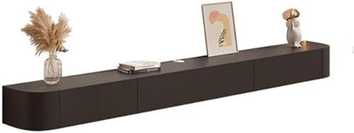 VoyageView無垢材フローティング壁掛けテレビキャビネット、壁掛け、メディアコンソールセンター、2つの引き出しと棚付き、シンプルでモダン、小さなリビングルームに適しています (160cm,ブラック)