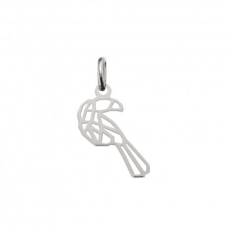 Pendentif Origami Argent 925 Rhodié Toucan Filigrane Collier Femme