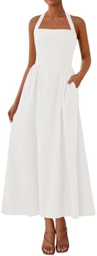 KIRUNDO Summer Dresses for Women 2026 Halter Maxi Wedding Guest Party Cocktail Semi Formal Elegant Classy Long Sundress
