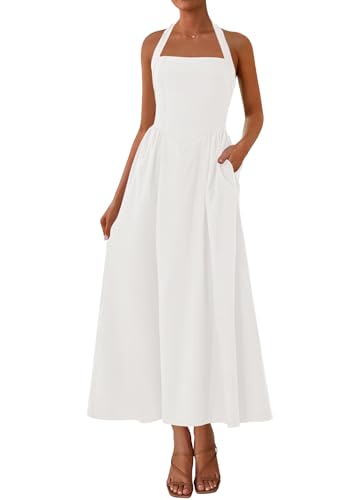 Image of KIRUNDO Summer Dresses for Women 2026 Halter Maxi Wedding Guest Party Cocktail Semi Formal Elegant Classy Long Sundress