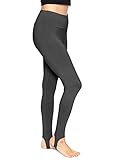 STRETCH IS COMFORT Women's High Waist Stirrup Leggings Black Medium