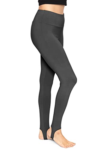 STRETCH IS COMFORT Women's High Waist Stirrup Leggings Black Small