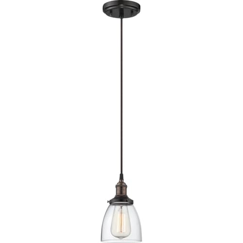 Image of Nuvo Lighting 60 /5504 Vintage Incandescent One Light Pendant Cone Clear Glass Rustic Bronze