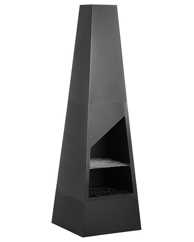 Brasero Chimenea de Metal carbón Madera Moderno jardín Exterior Negro Yate