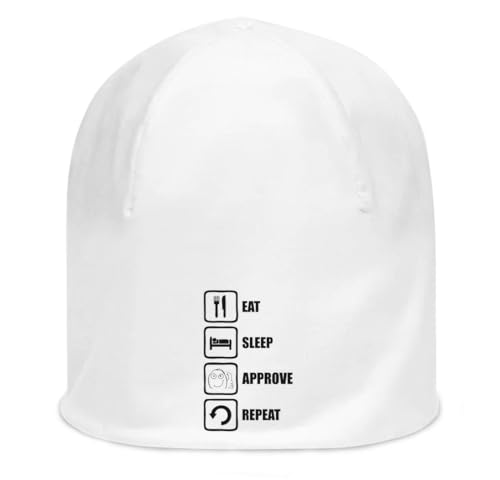 Bonnet blanc Eat Sleep Approve Repeat en coton extensible taille unique