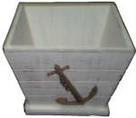 Wood Vase Planter with Anchor 7.5 Inch H Home Decor