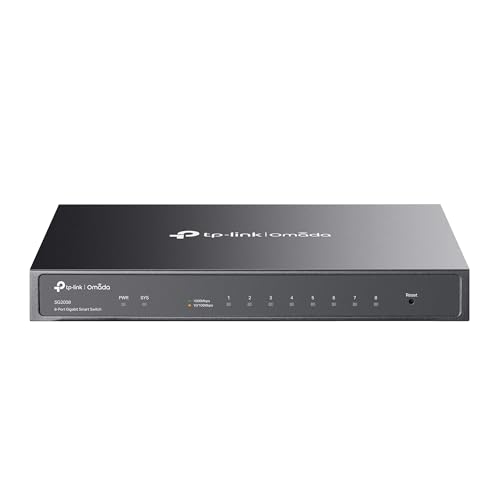 TP-Link TL-SG2008 V3 8 Port Gigabit Smart Managed Switch Omada SDN Integrated IPv6 Static Routing L2/L3/L4 QoS, IGMP & Link Aggregation 5 Year Manufacturer Warranty Powered By PoE