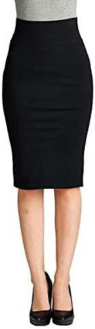 Khanomak Women's High Rise Basic Long Bodycon Pencil Back Slit Skirt