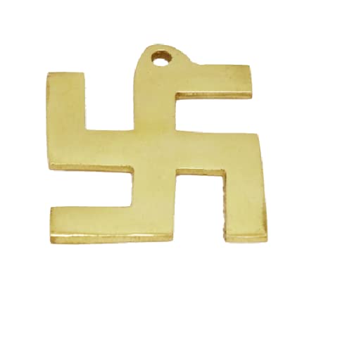 OMG-Deal Hindu Lucky Symbol Swastik Pure Brass Wall Hanging 4.5 cm For Vastu and Good Luck Free 4 Divine Incense Cone