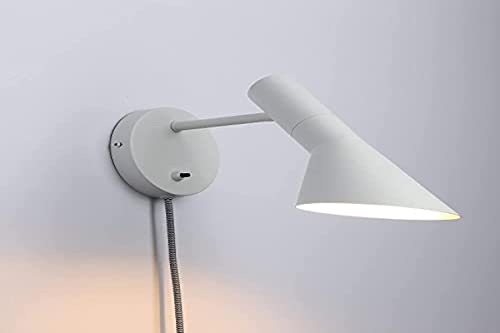 B·LED BARCELONA LED BarcelonaLED Aplique de Pared con Cable Enchufe e Interruptor Lámpara de Lectura Diseño Elegante Moderno Nórdico Orientable Blanco para Dormitorio Casquillo E27