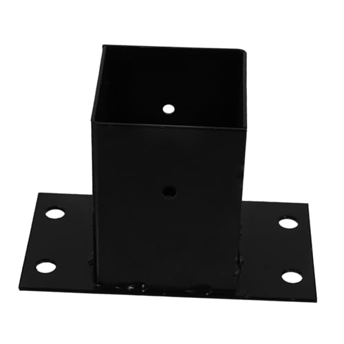 Toyvian Base de Poteau Carré Métal Robuste pour Support de Boîte Aux Lettres Embase Pied Poteau pour Clôture Base de Support Lourde pour Terrasse et Rambarde Noir