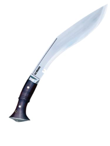 Gurkha Authentic Hand-Hammered Kukri Knife 11 IN Fixed Blade World War II Historic Khukuri Kukri Full Tang with 2 Small Knives & Leather Sheath Hand Forged By Local Cast Blaksmith In Nepal