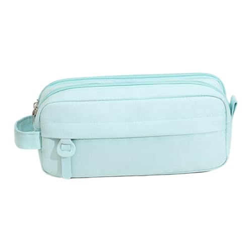 Estuche para lápices, de doble capa con asa de transporte, Oxford para lápices, para niños, adolescentes, niños, mujeres, hombres, escuela, universidad, aula, viajes, azul (lake blue