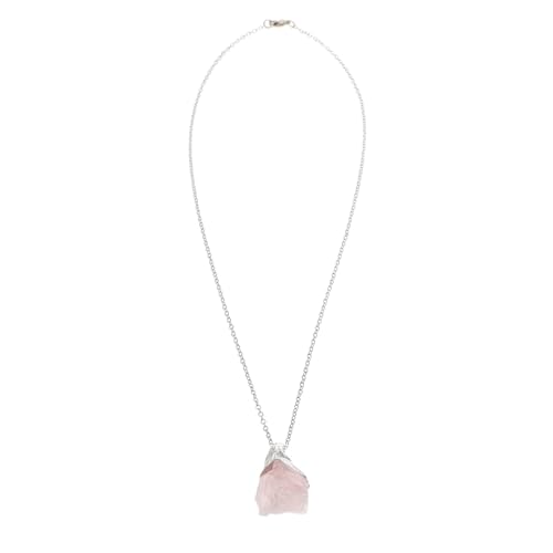 HOMSFOU Collar Colgante Artesanal de Amatista Irregular Natural, Piedra de Cristal sin Cortar, Plateado, Accesorio de Moda para Energía Positiva y Equilibrio Emocional, Joyería Curativa