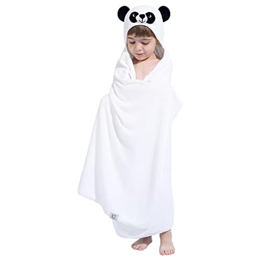 HIPHOP PANDA - Toalla con capucha de bambú para niños, 30 x 50 pulgadas para 3 a 10 años, toallas de playa de baño para niños, chamarra de toallas de playa para niñas, niños (Panda, 30 x 50 pulgadas)