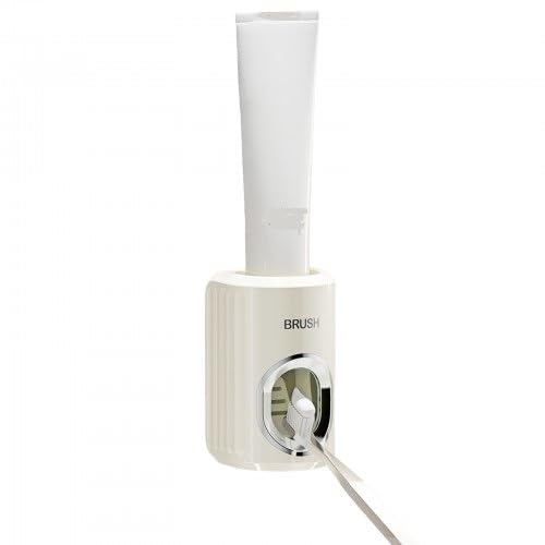 Automatic Toothpaste Dispenser and Holder, Wall-Mounted Squeezer with Pump, Hygienic and Easy to Use for Bathroom (White)