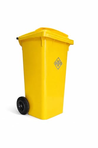 Image of OTTO Plastic Manual-Lift Garbage Waste Dustbin with Wheels 120 Ltr Yellow
