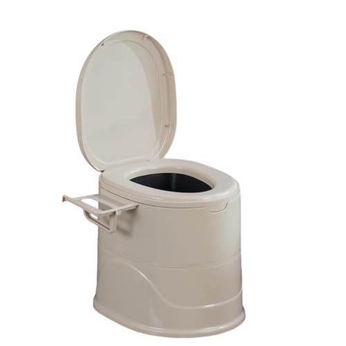 [RVTENRIO] Portable Travel Toilet, Suitable for Adult Use - Easy-to-clean Hygienic Camping Toilet with Lid and toilet paper - Ideal for Tents, Caravans, Outdoor Adventures and Hiking (Khaki)