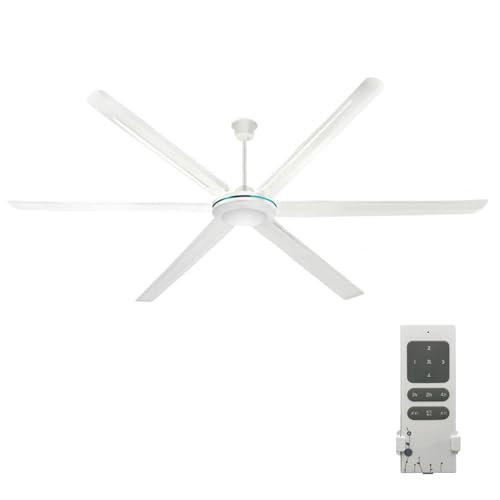 Ceiling Fan Ventilador De Techo De Metal Industrial Vintage Con Control Remoto, Gran Ventilador De Techo Negro De 200cm, 4 Velocidades, Para Salón Comedor Bar Cafetería Restaurante(Color:White)