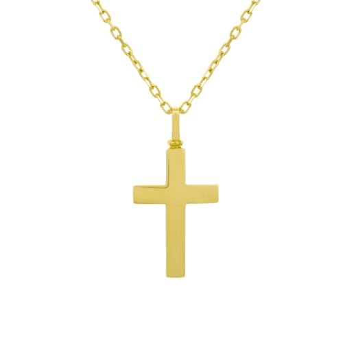 Purnebu 14K/18K Solid Gold Custom Urn Necklace – Personalized Engraved Cremation Keepsake, Handmade Fine Memorial Jewelry (Cross Necklace, 14K - S, Just Pendant)