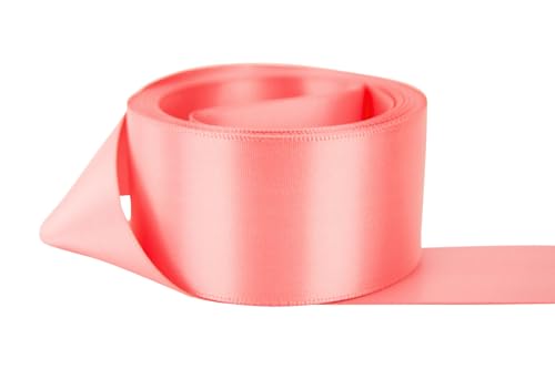 Image of Ribbon Bazaar Double Faced Satin - Premium Gloss Finish - 100% Polyester Ribbon for Gift Wrapping, Crafts, Scrapbooking, Hair Bow, Decorating & More - 1 /4 inch Pink Delight 50yd Spool