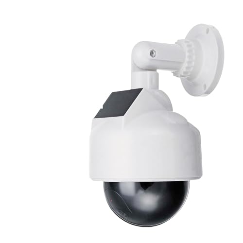 PORFOYO Camera Factice Fausse Camera De Surveillance: Caméra De Surveillance Factice avec Objectif Et Lumière LED Rouge Clignotant, Caméra De Surveillances Solaire...