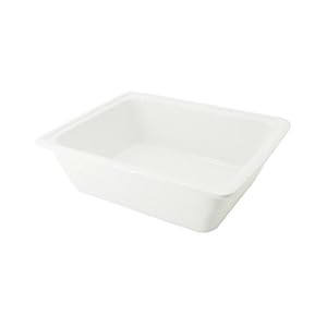 CAC China Food Pans Bright White Porcelain 1/2 Deep GN Pan, 12-3/4 by 10-3/8 by 4-Inch, 4-Pack