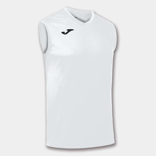 Joma - Camiseta Deportiva Sin Manga Hombre - Ligera y Transpirable Ideal para Todo Tipo de Deporte, Combi, Blanco, M