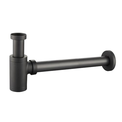 Starbath Plus - Sifone per lavabo - Colore nero opaco - Ideale scarico universale - Ideale per lavandini e servizi igienici - Valvola cromata e design elegante