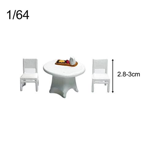 3Pcs 1/64 Modelo de mesa e cadeira Artesanato em resina Coleções de micro paisagens Adereços de film