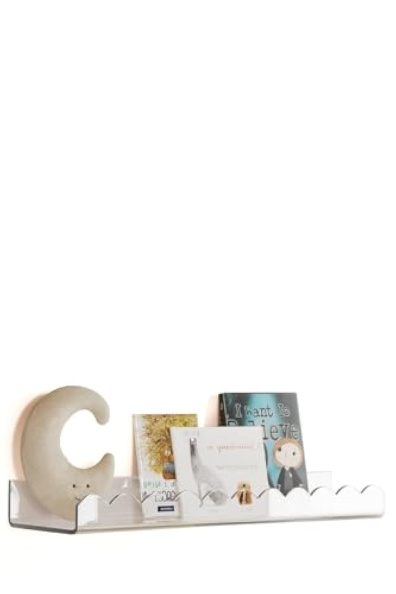 Clear Acrylic Kids Book Shelf Wall Mounted, Cloud Design