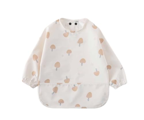 Image of GZMM Waterproof Baby Bibs,Infant Toddler Long Sleeve Feeding Bib With Food Catcher,Easy Clean & Washable